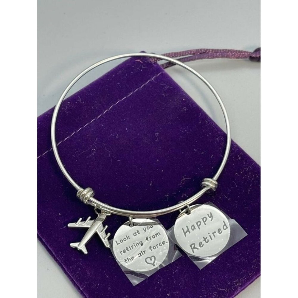 Air Force Retirement Bracelet Silver tone